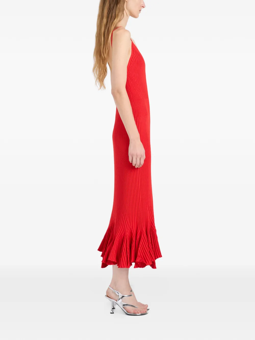 Proenza Schouler Giuditta geribbelde jurk Rood