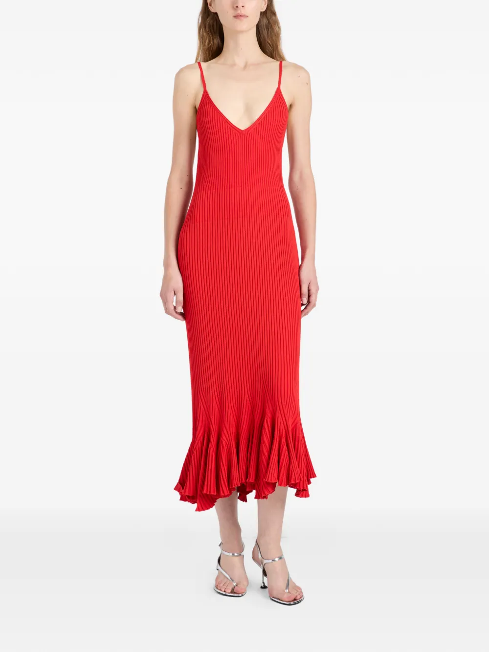 Proenza Schouler Giuditta geribbelde jurk Rood