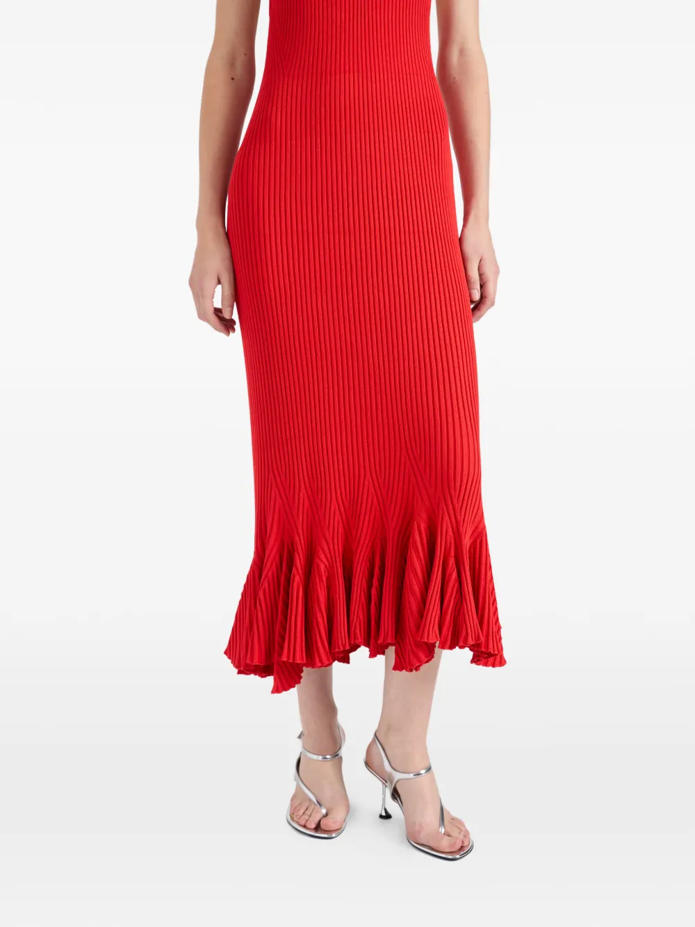 Proenza Schouler Giuditta geribbelde jurk Rood