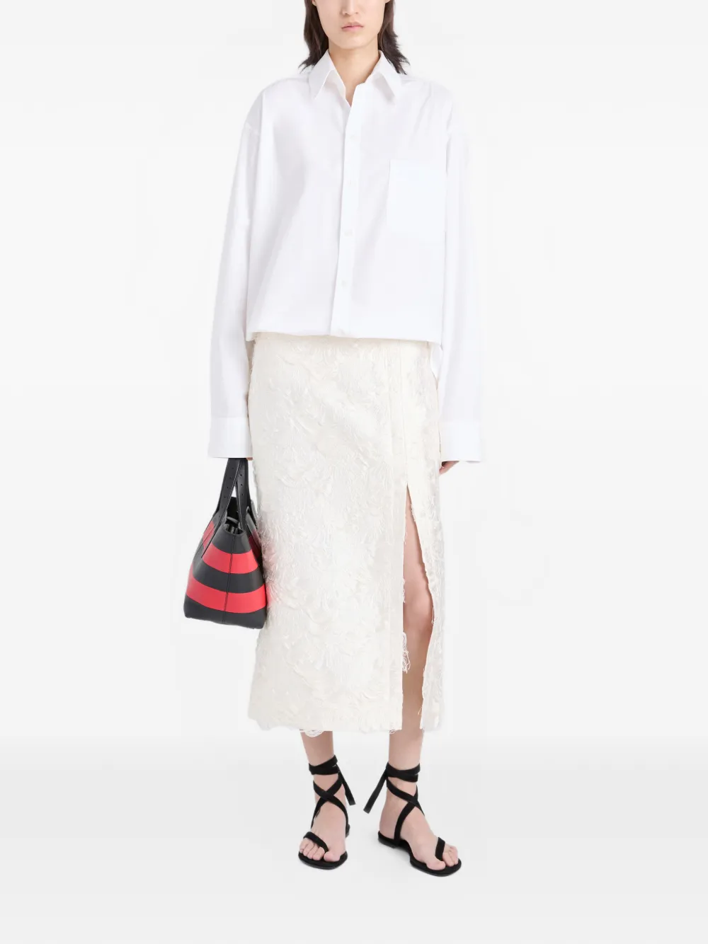 Proenza Schouler Dalma rok met bloemen jacquard Wit