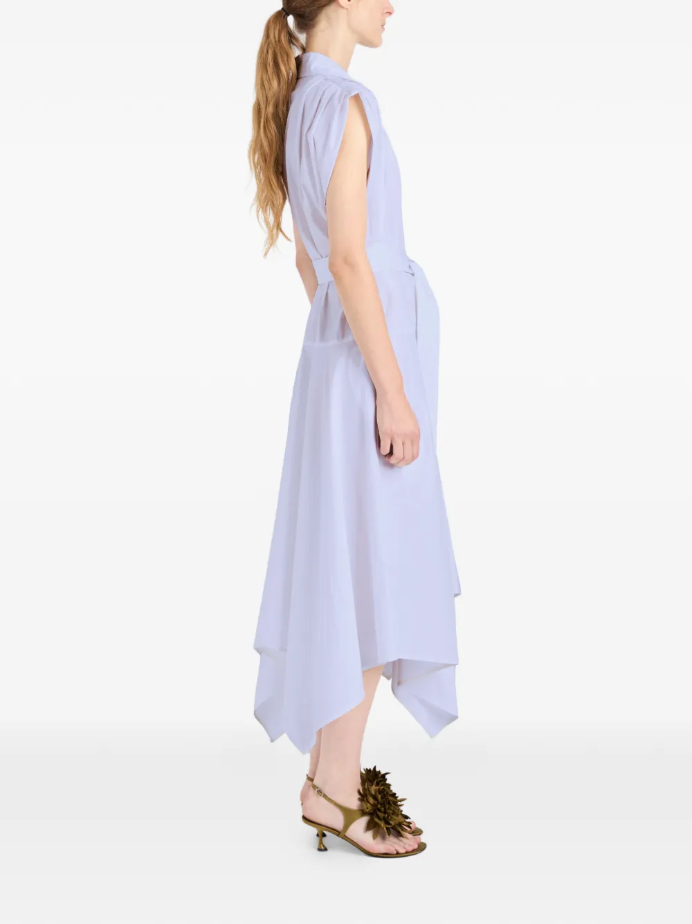 Proenza Schouler Adina katoenen midi-jurk met ceintuur Paars