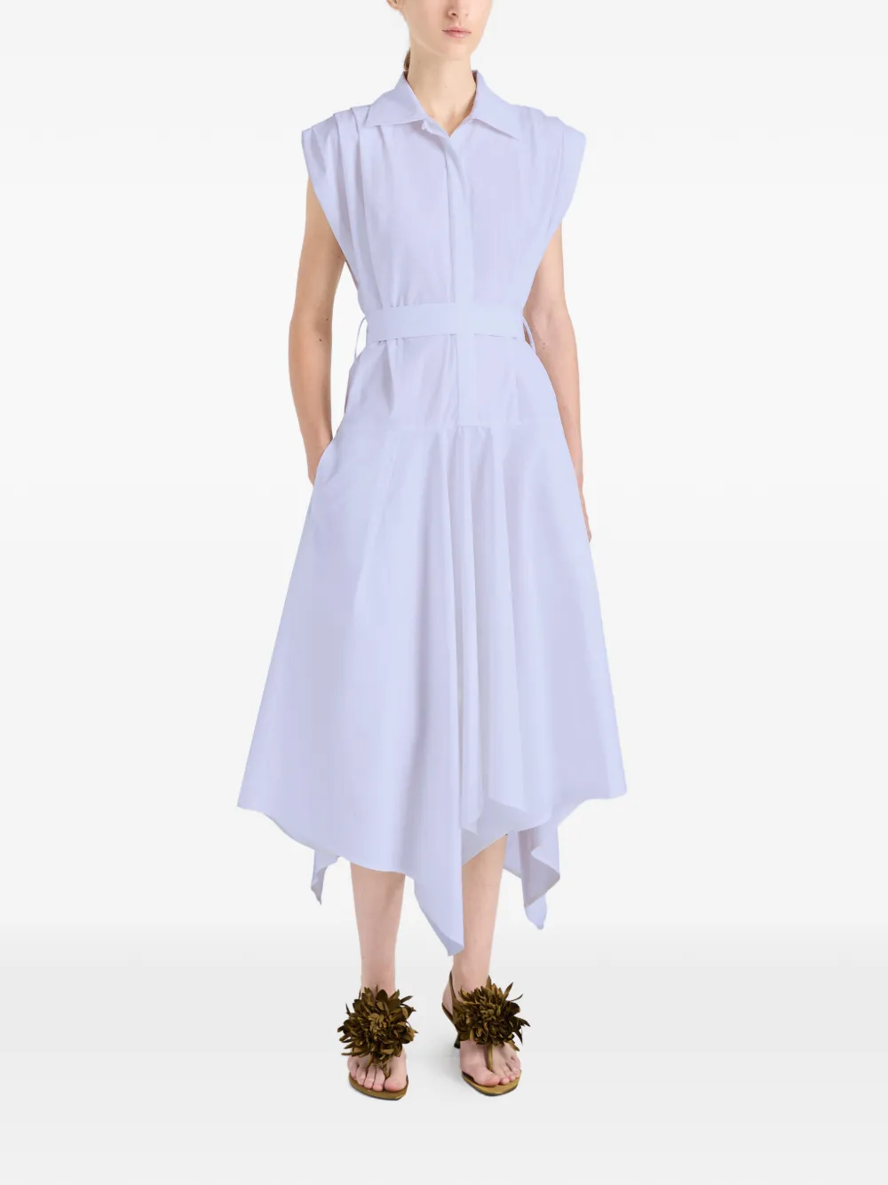 Proenza Schouler Adina katoenen midi-jurk met ceintuur Paars