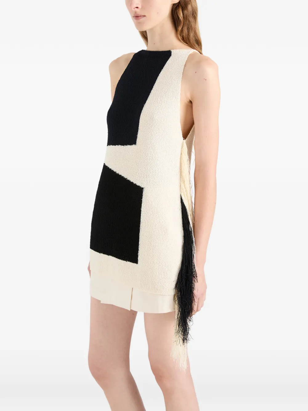 Proenza Schouler Saskia top met franje intarsia met textuur Beige