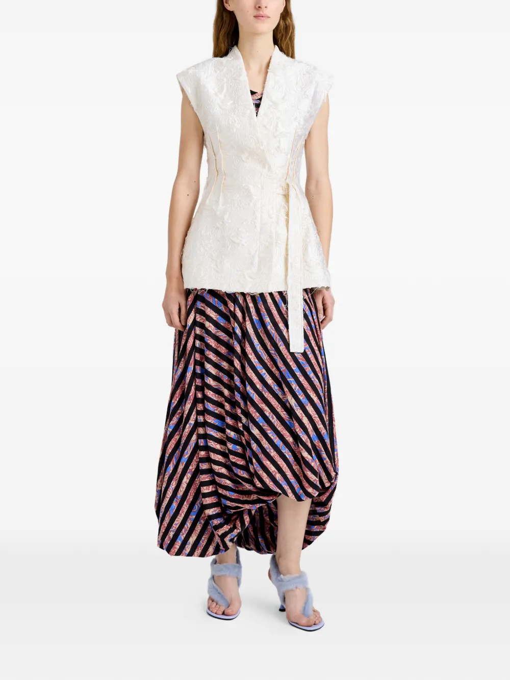 Proenza Schouler Gilet met ceintuur en jacquard Beige