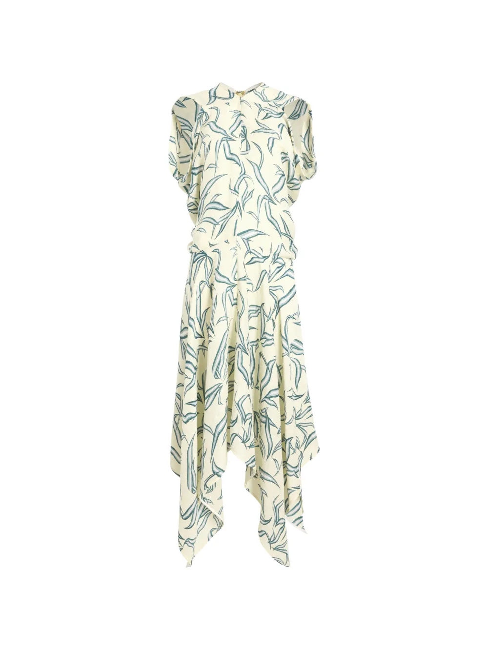 Proenza Schouler Sybella leaf-print handkerchief-hem midi dress - Toni neutri