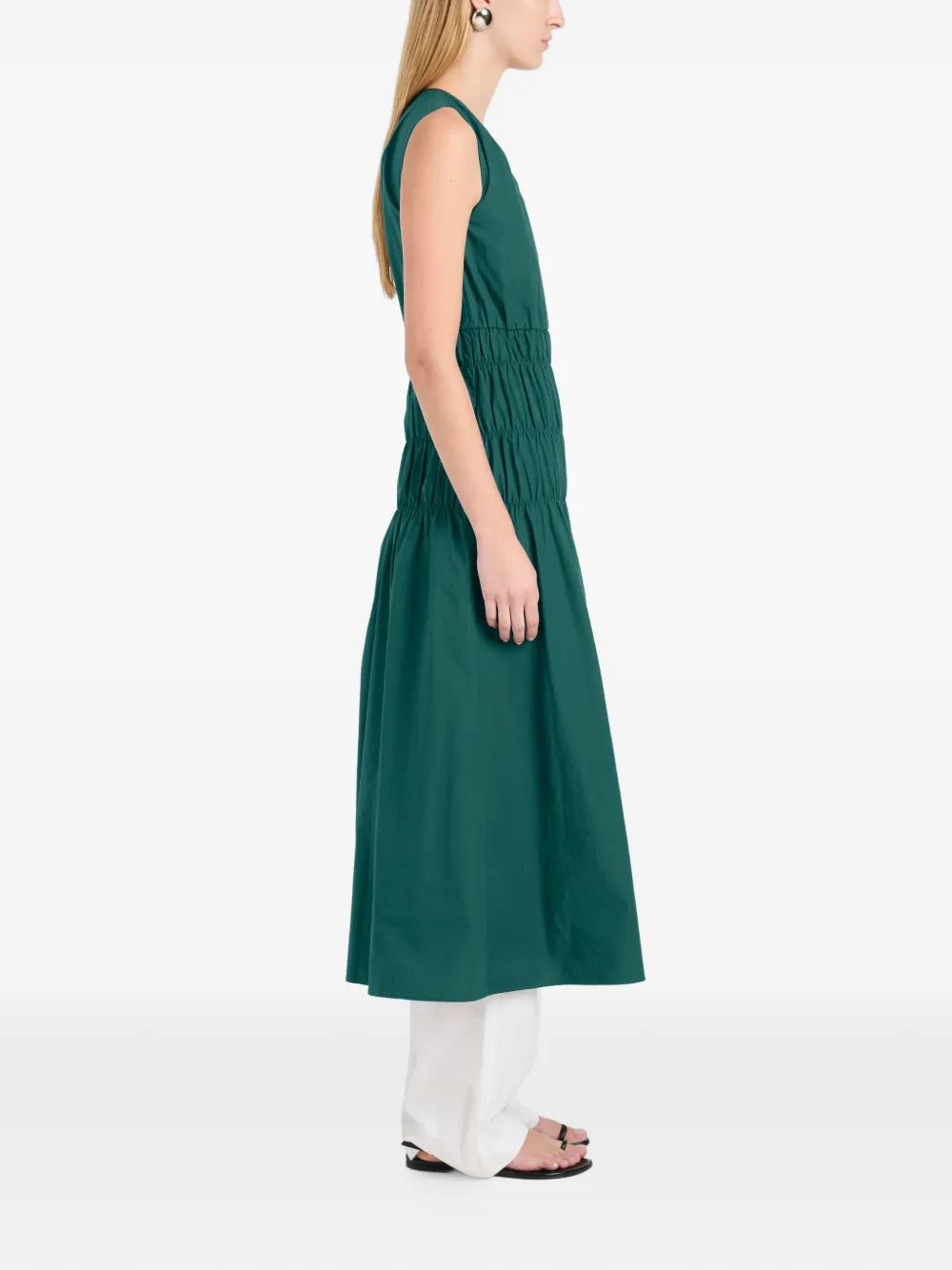 Proenza Schouler White Label Gesmockte popeline midi-jurk Groen