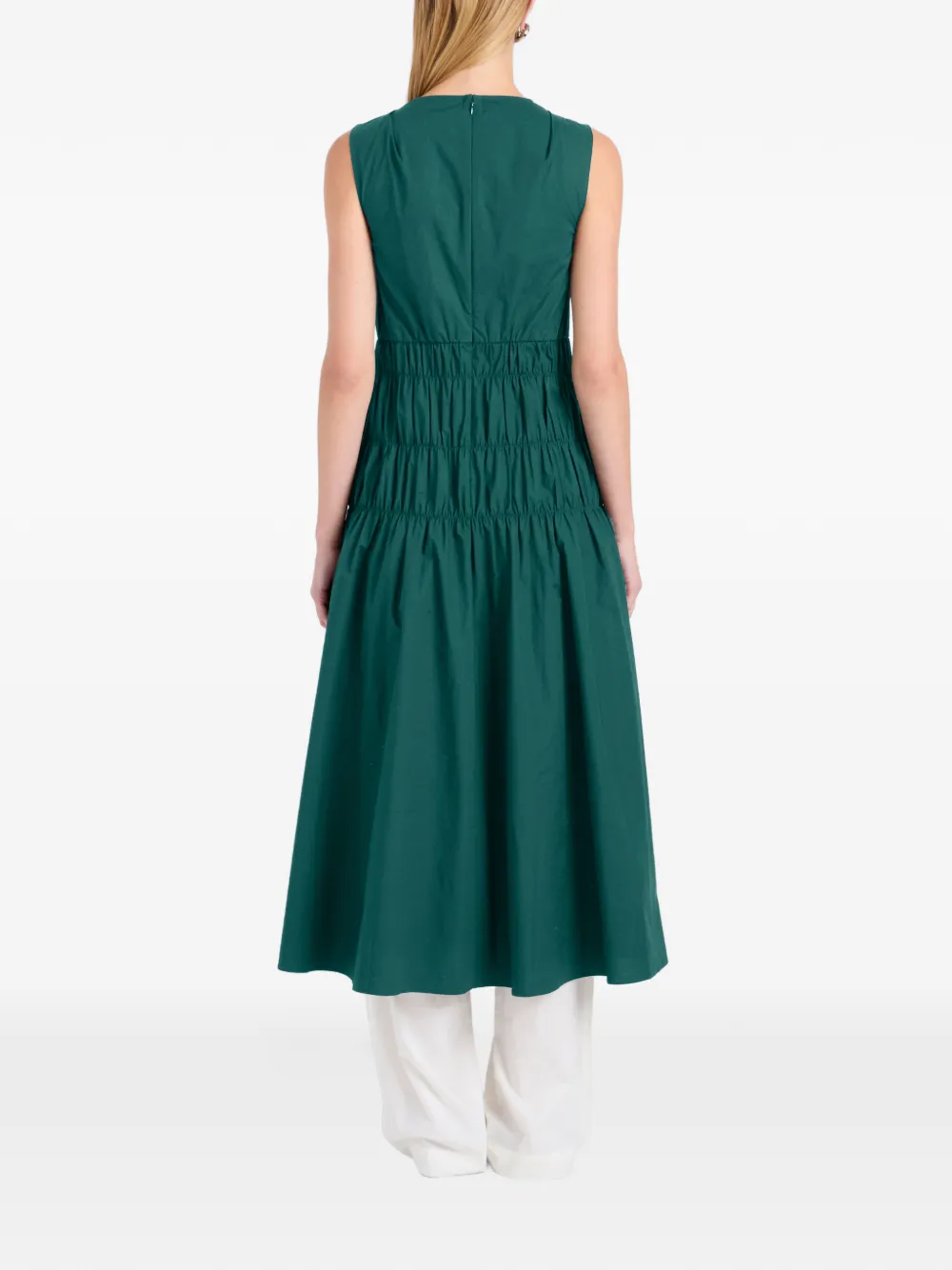 Proenza Schouler White Label Gesmockte popeline midi-jurk Groen