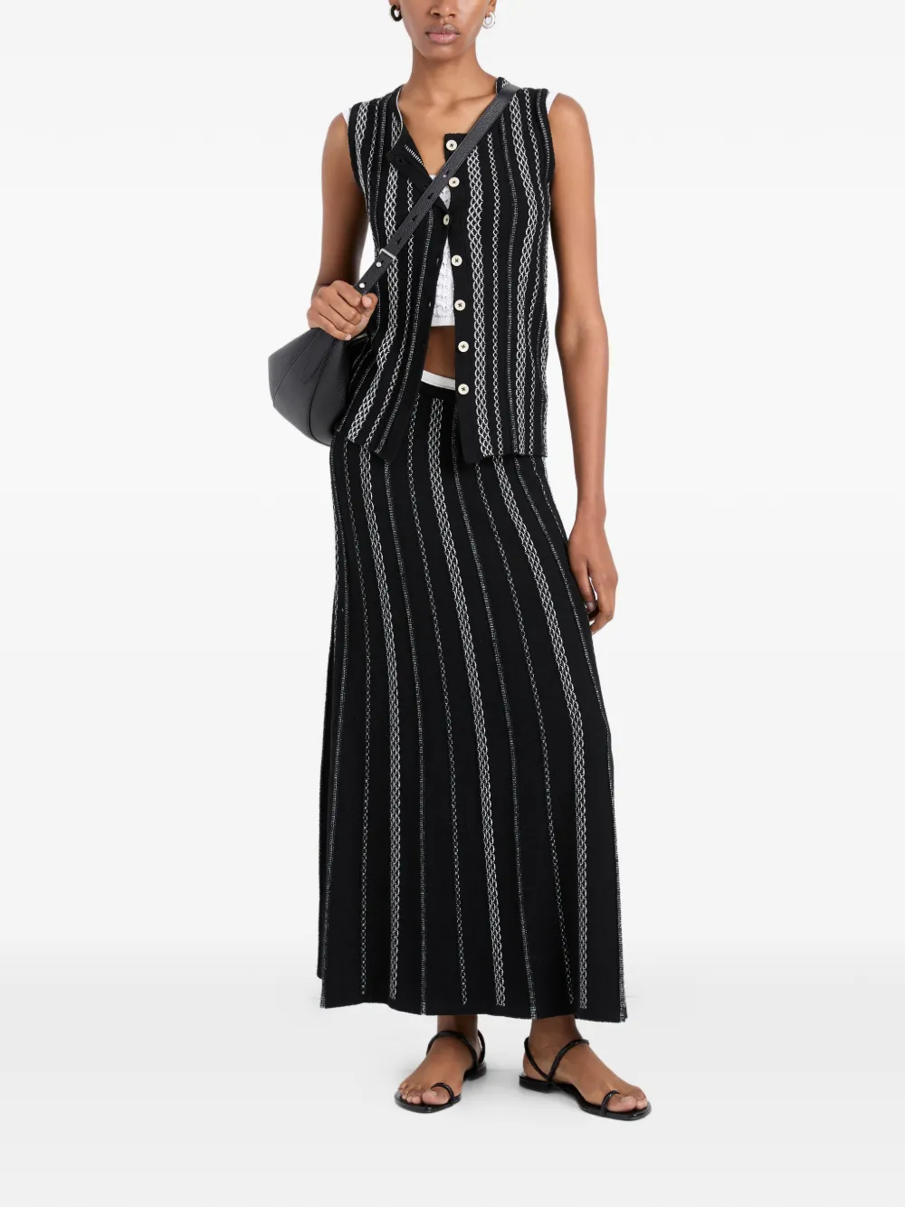 Proenza Schouler White Label Morena maxi-rok met textuur Zwart