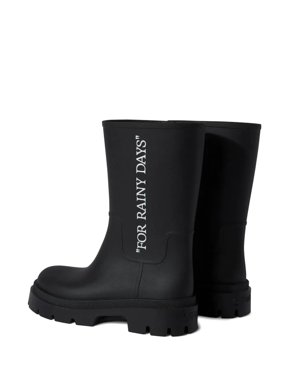 Off-White Laarzen met plateauzool en tekst Zwart