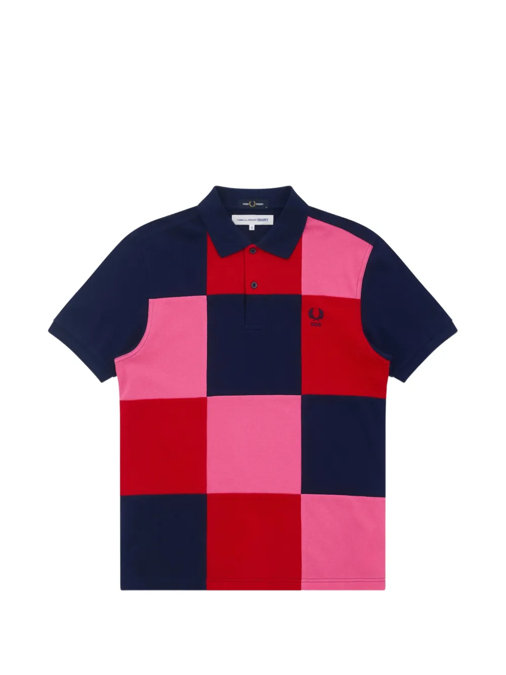 Comme Des Garçons x Fred Perry patchwork-design polo shirt - Blu