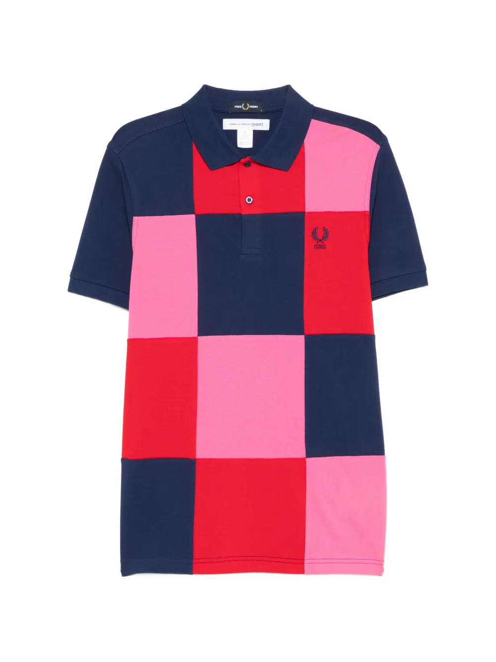 Comme Des Garçons x Fred Perry patchwork-design polo shirt - Blu