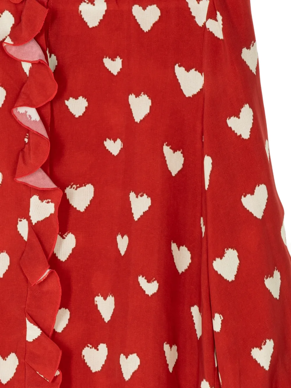 R13 Blouse met ruches en hartprint Rood