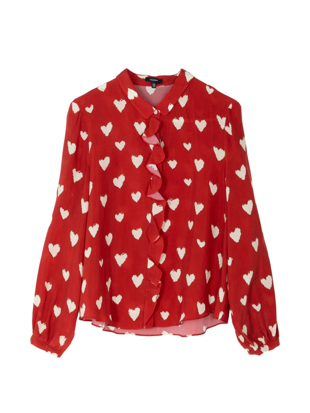 R13 heart print ruffle blouse - Red