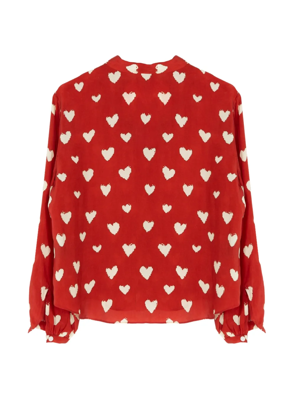 R13 Blouse met ruches en hartprint Rood