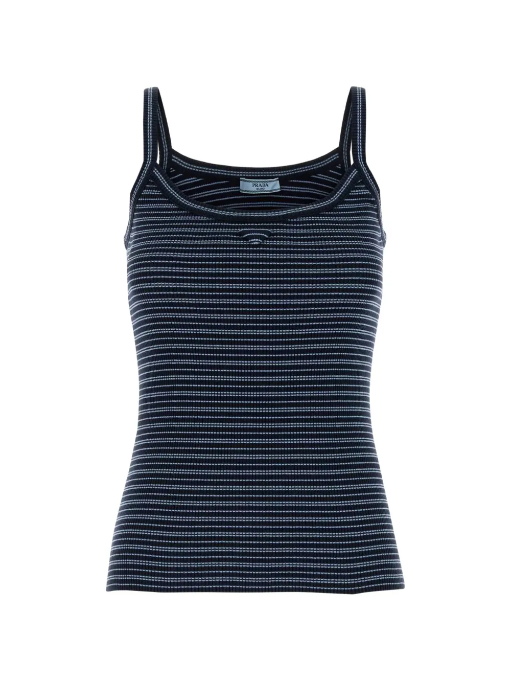 Prada embroidered cotton tank top - Blu