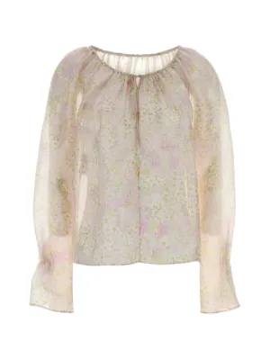 Haut Alberta Ferretti En Soie Imprimé - Manches Longues Cloche, Taille 6 - Occasion Très Bon état