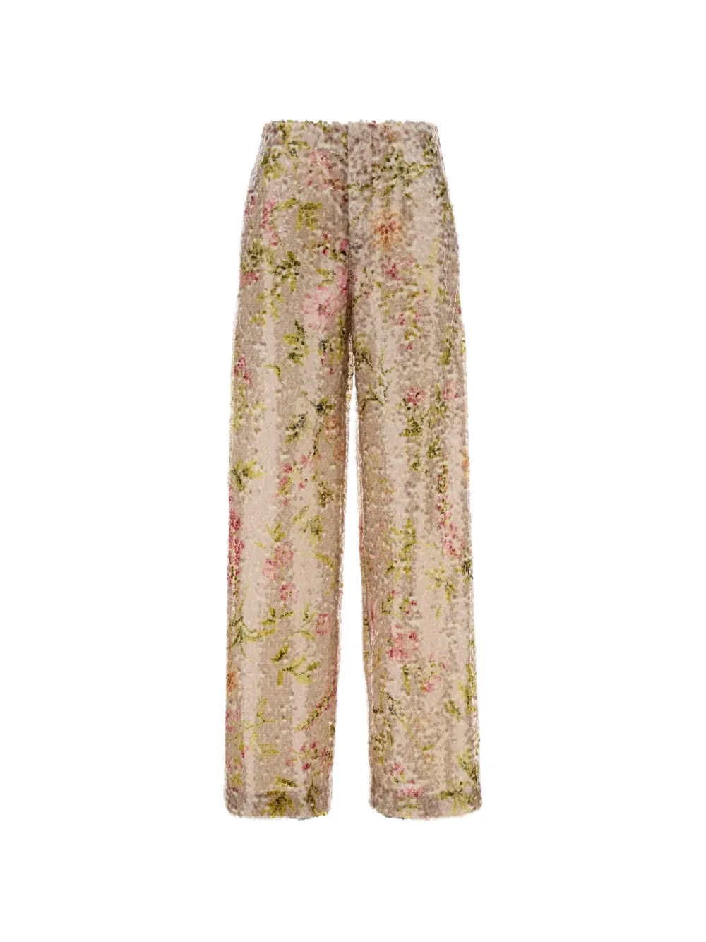 Alberta Ferretti sequin-embellishment floral-print trousers - Toni neutri