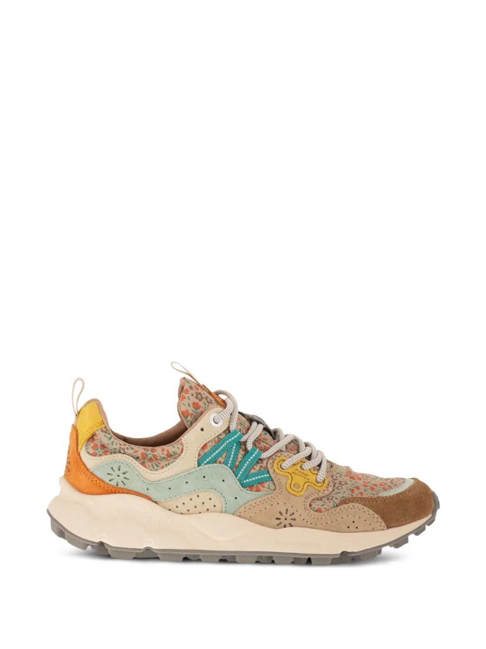FLOWER MOUNTAIN Yamano 3 floral suede sneakers Beige