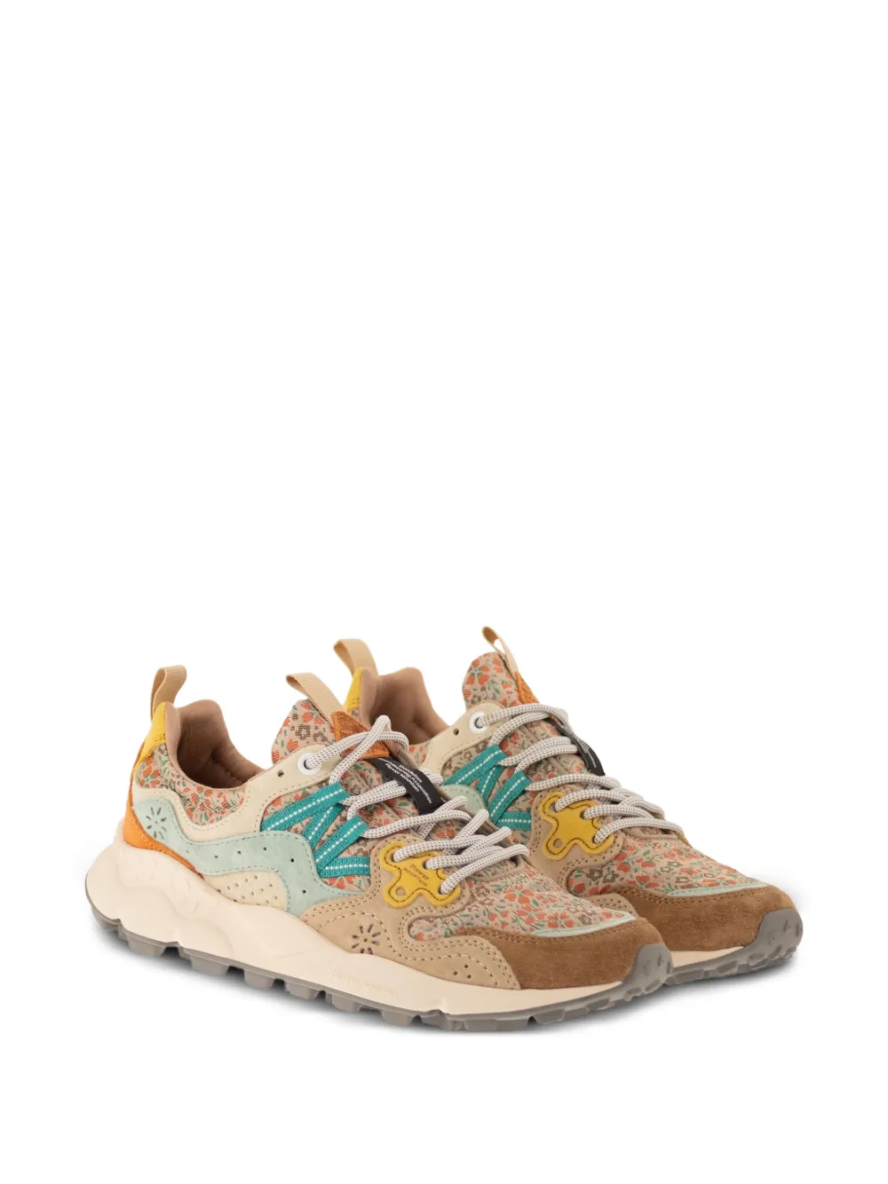 FLOWER MOUNTAIN Yamano 3 floral suede sneakers Beige