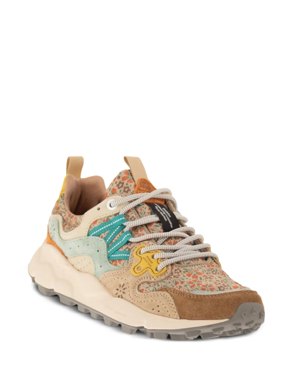 FLOWER MOUNTAIN Yamano 3 floral suede sneakers Beige