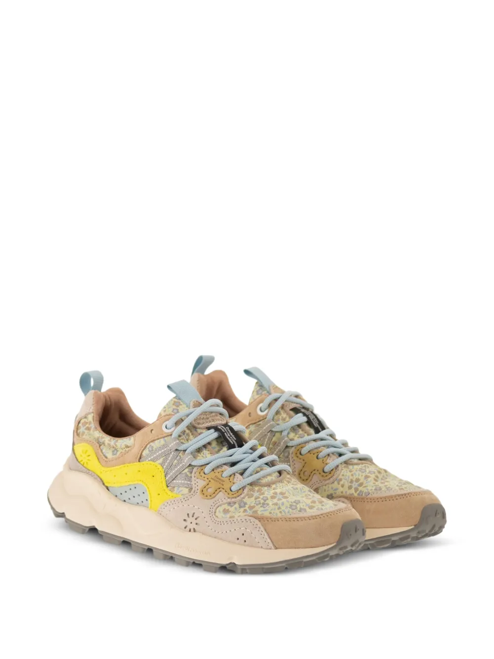 FLOWER MOUNTAIN Yamano 3 suède sneakers met bloemenprint Beige