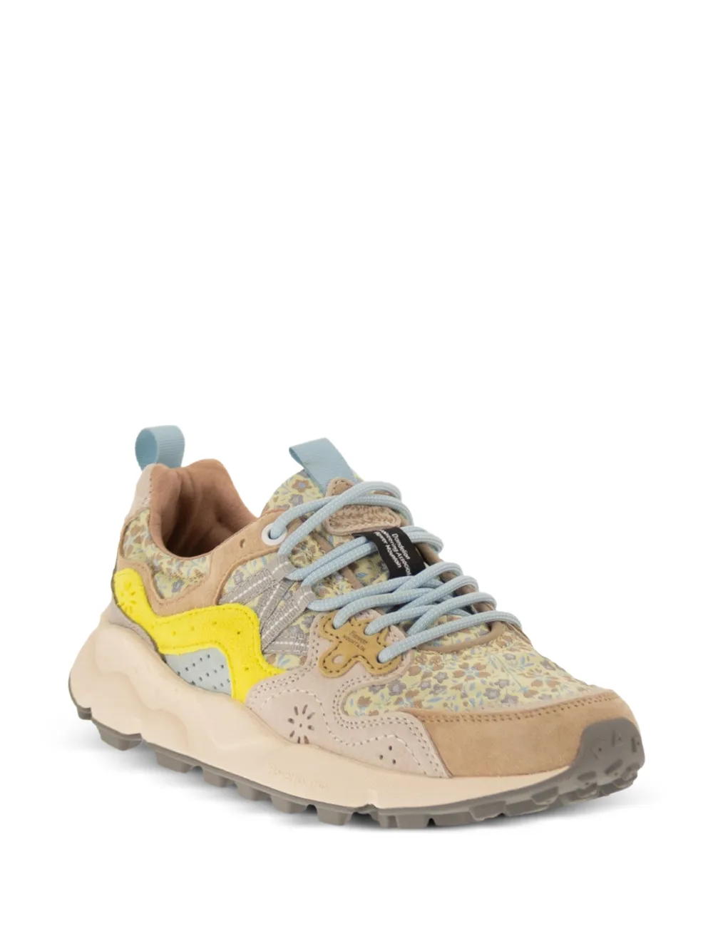 FLOWER MOUNTAIN Yamano 3 suède sneakers met bloemenprint Beige