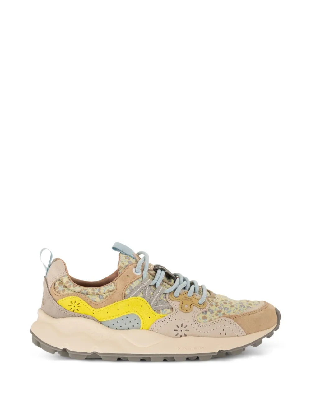 FLOWER MOUNTAIN Yamano 3 suède sneakers met bloemenprint Beige