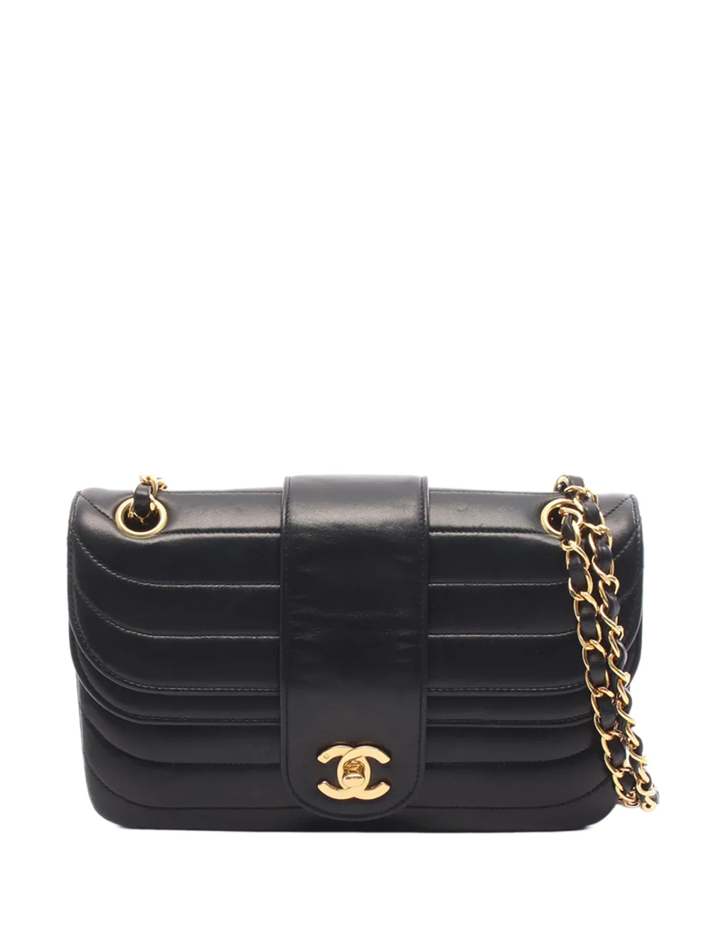 CHANEL Pre-Owned 1991-1994 CC Horizontal Quilted Lambskin Flap Bag crossbody bag - Nero