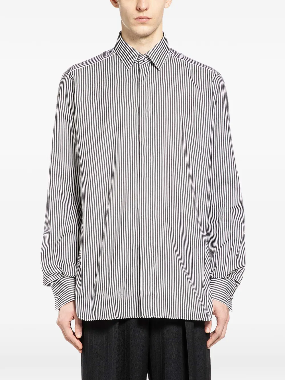 TOM FORD striped-pattern classic-fit shirt - Bianco