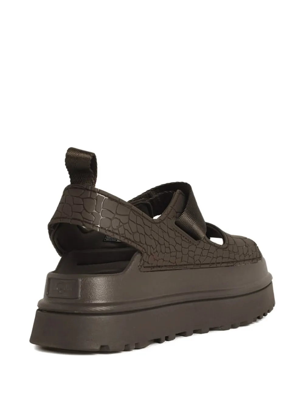  Ugg Embossed Straps Leather Sandals - Brown 