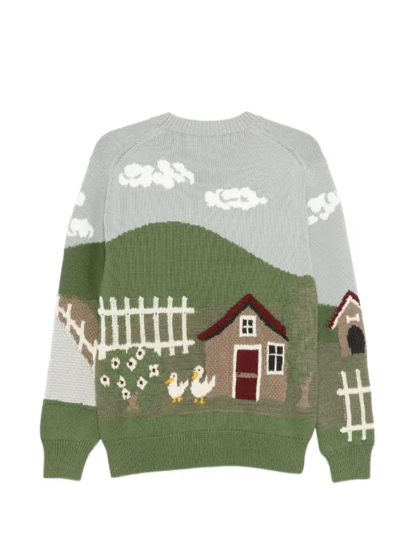 Junya Watanabe MAN embroidered-print Crewneck Cotton Sweater