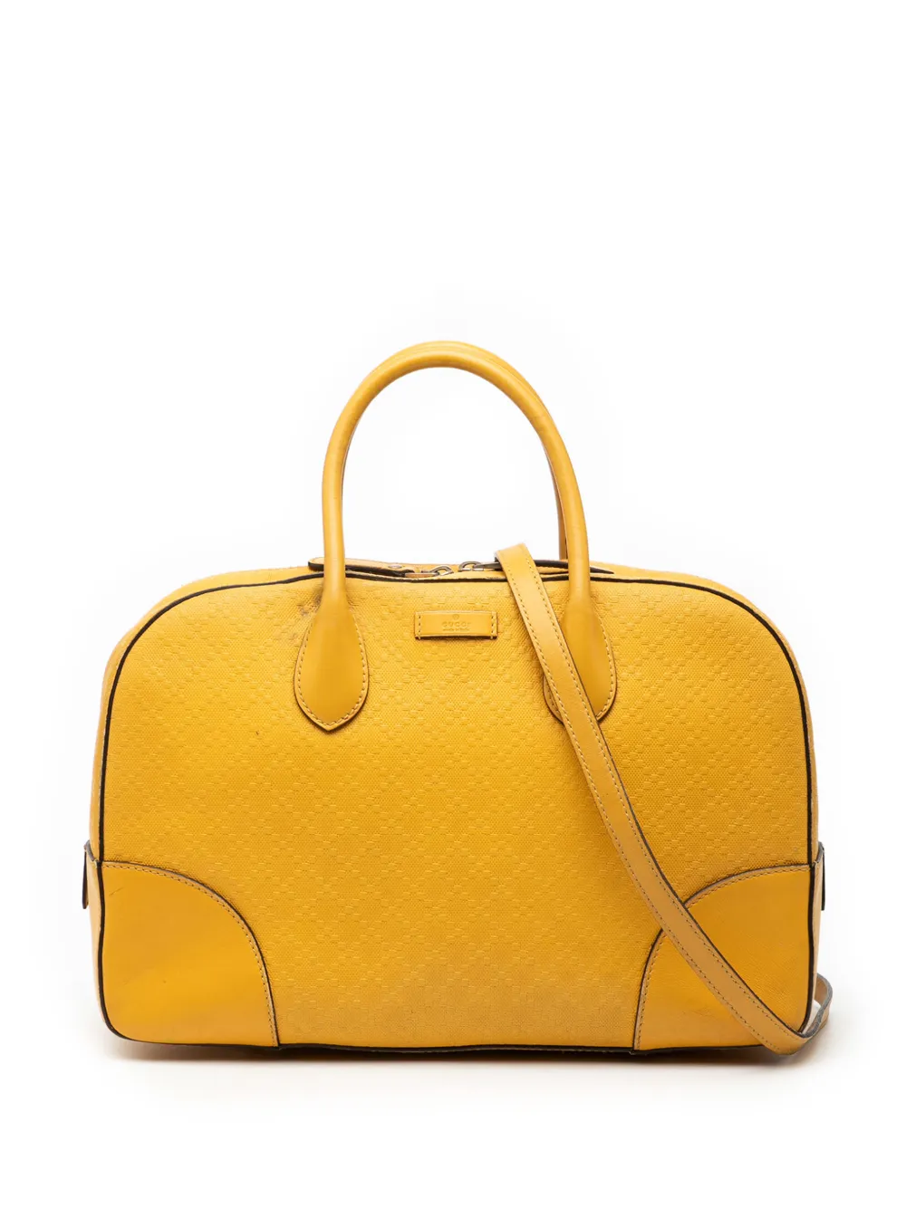 Pre-owned Gucci 2000-2015 Diamante Bright Leather Satchel In Yellow