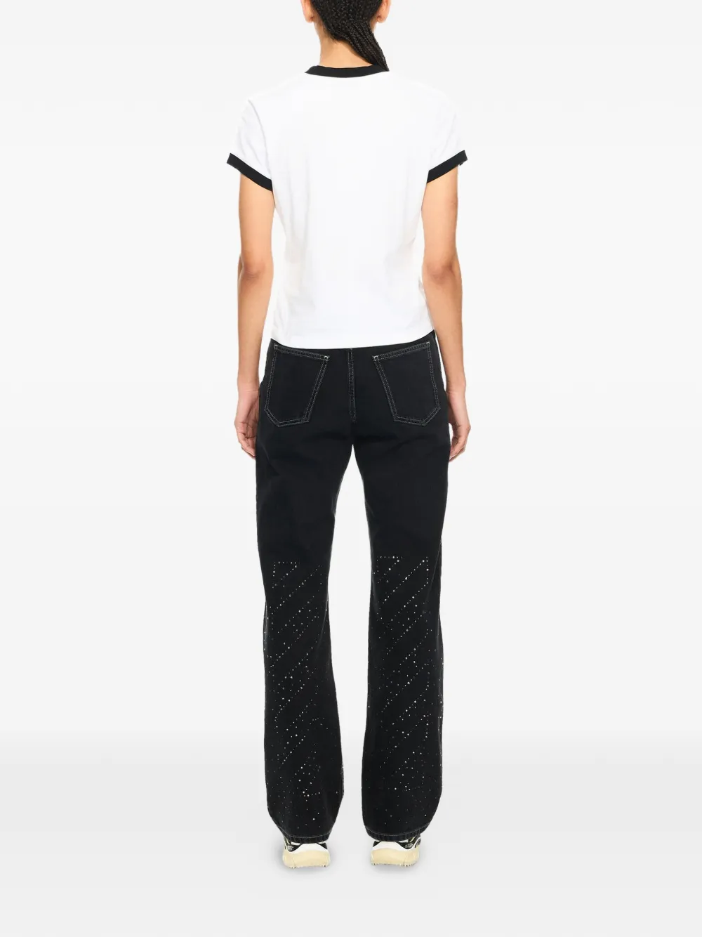 Off-White x Swarovski jeans verfraaid met kristallen Zwart