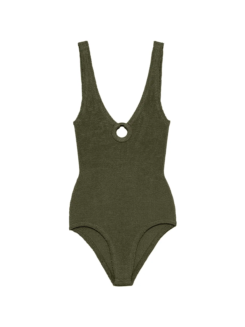 Hunza G crinkle ring detail swimsuit - Green