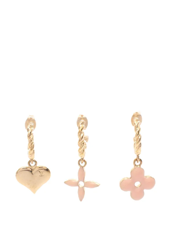 Louis Vuitton Pre-owned 2015-2025 Gold Plated Enamel Sweet Monogram Push Back Earrings Costume Earrings