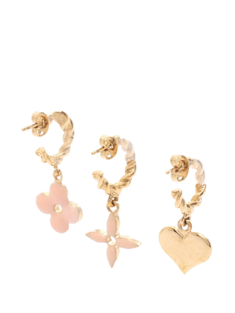  Louis Vuitton Pre-owned Pendientes Sweet Monogram De Esmalte Bañado En Oro Con Cierre De Presión 2015-2025 - Dorado 