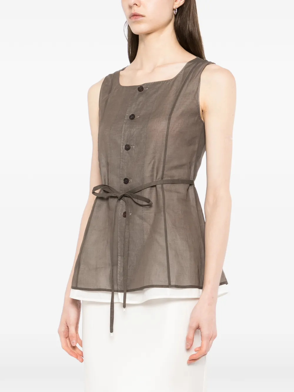  Yeareast Layered Sleeveless Top - Brown 
