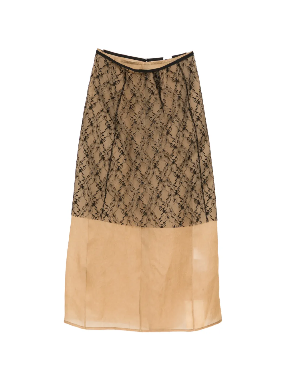 Yeareast Lace-panel Midi Skirt In Pattern