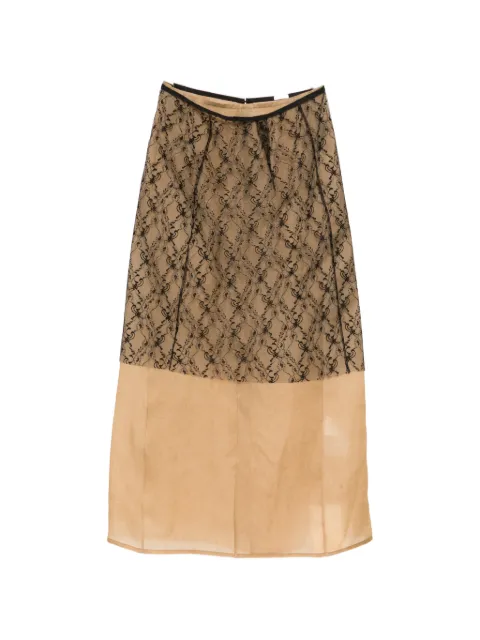 YEAREAST lace-panel midi skirt