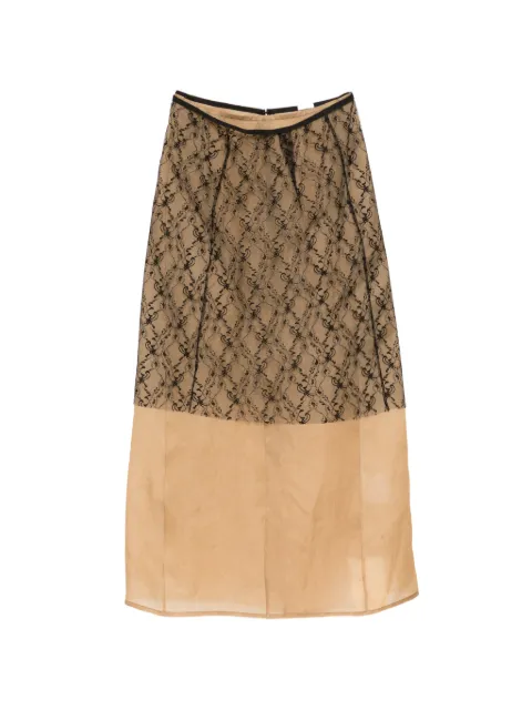 YEAREAST lace-panel midi skirt