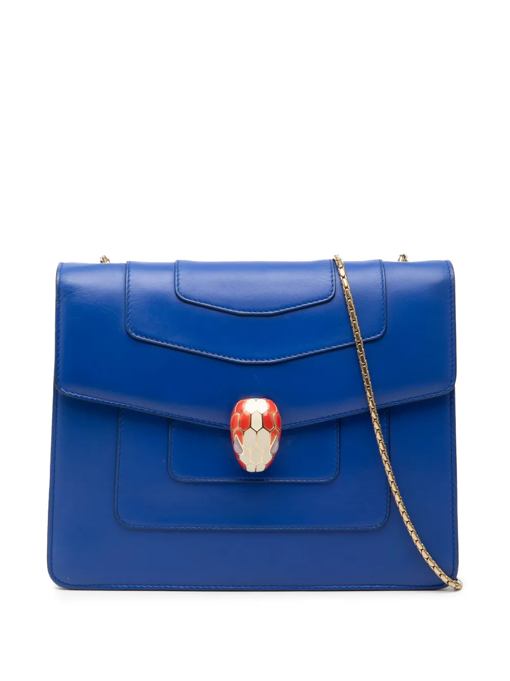 Bvlgari Pre-Owned 2010-2025 Small Leather Square Serpenti Forever Chain crossbody bag - Blu