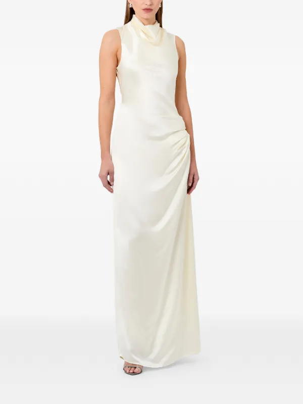 nicholas silk maxi dress Nicholas one-shoulder belted-waist Maxi Dress | Orange