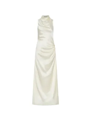 sophie et voila draped satin maxi dress SOPHIE ET VOILÀ Straight Satin Maxi Dress | Green