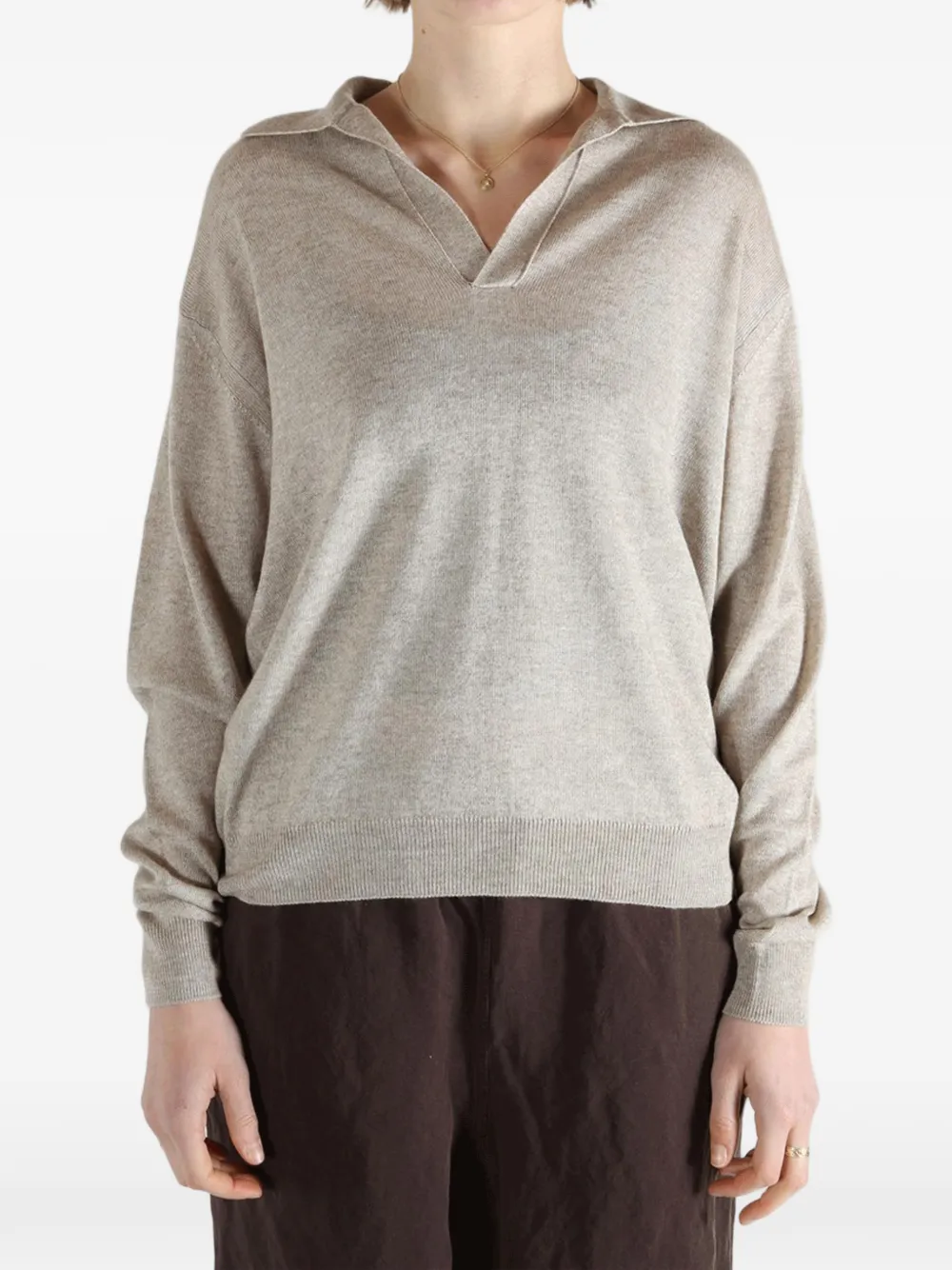  Auralee V-neck Sweater - Neutrals 