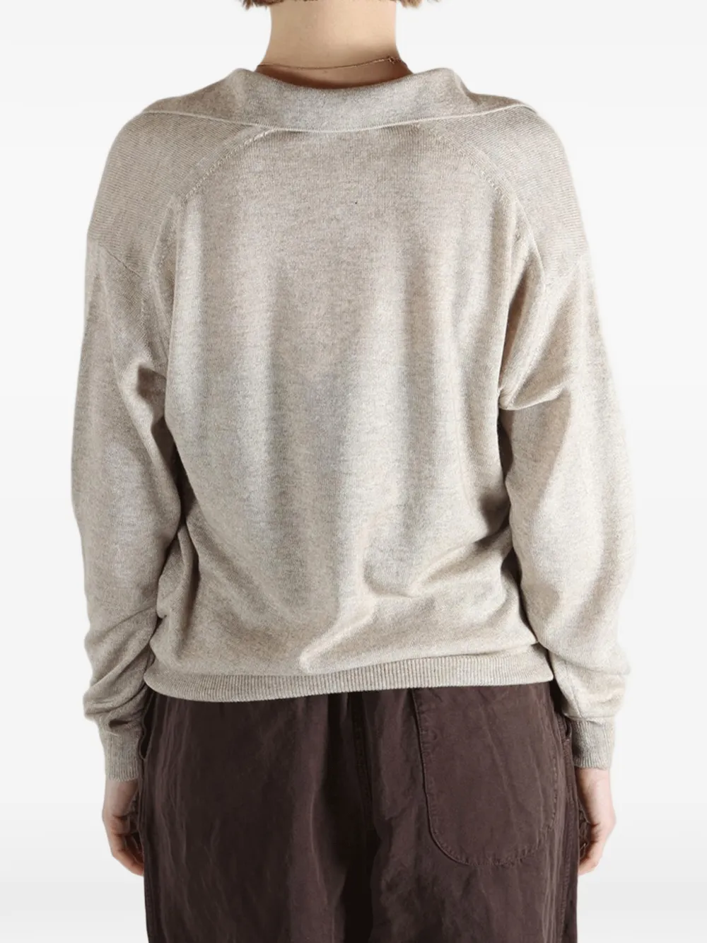 Auralee Trui met V-hals Beige