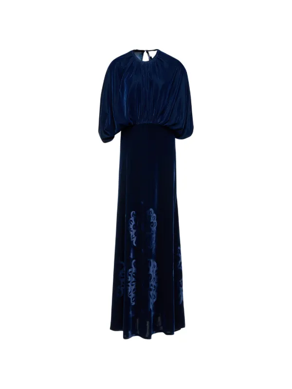Themis Z Kyma Round-neck Floral Maxi Dress in Blue
