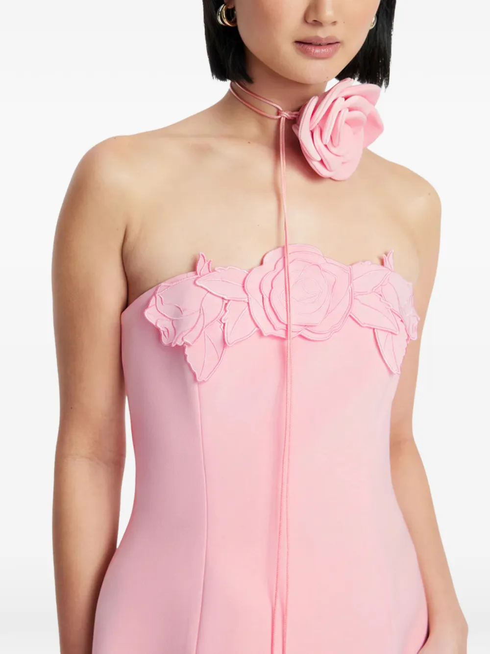 Leo Lin Roselle strapless mini-jurk met bloemapplicatie Roze