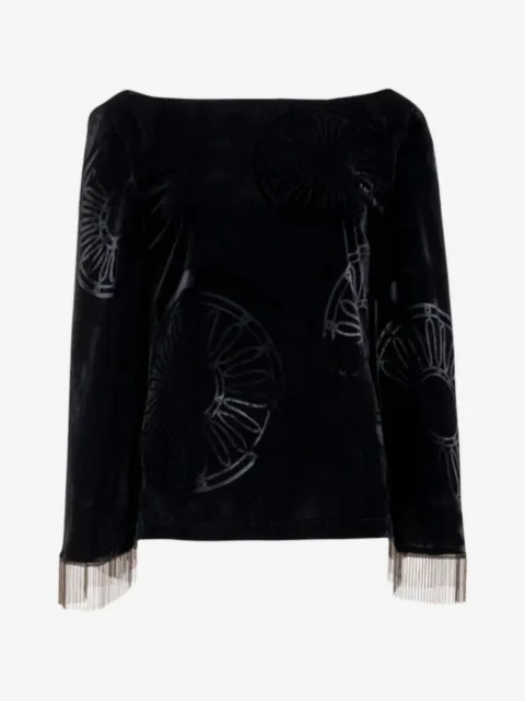 Themis Z Kyma bell-sleeve beaded top