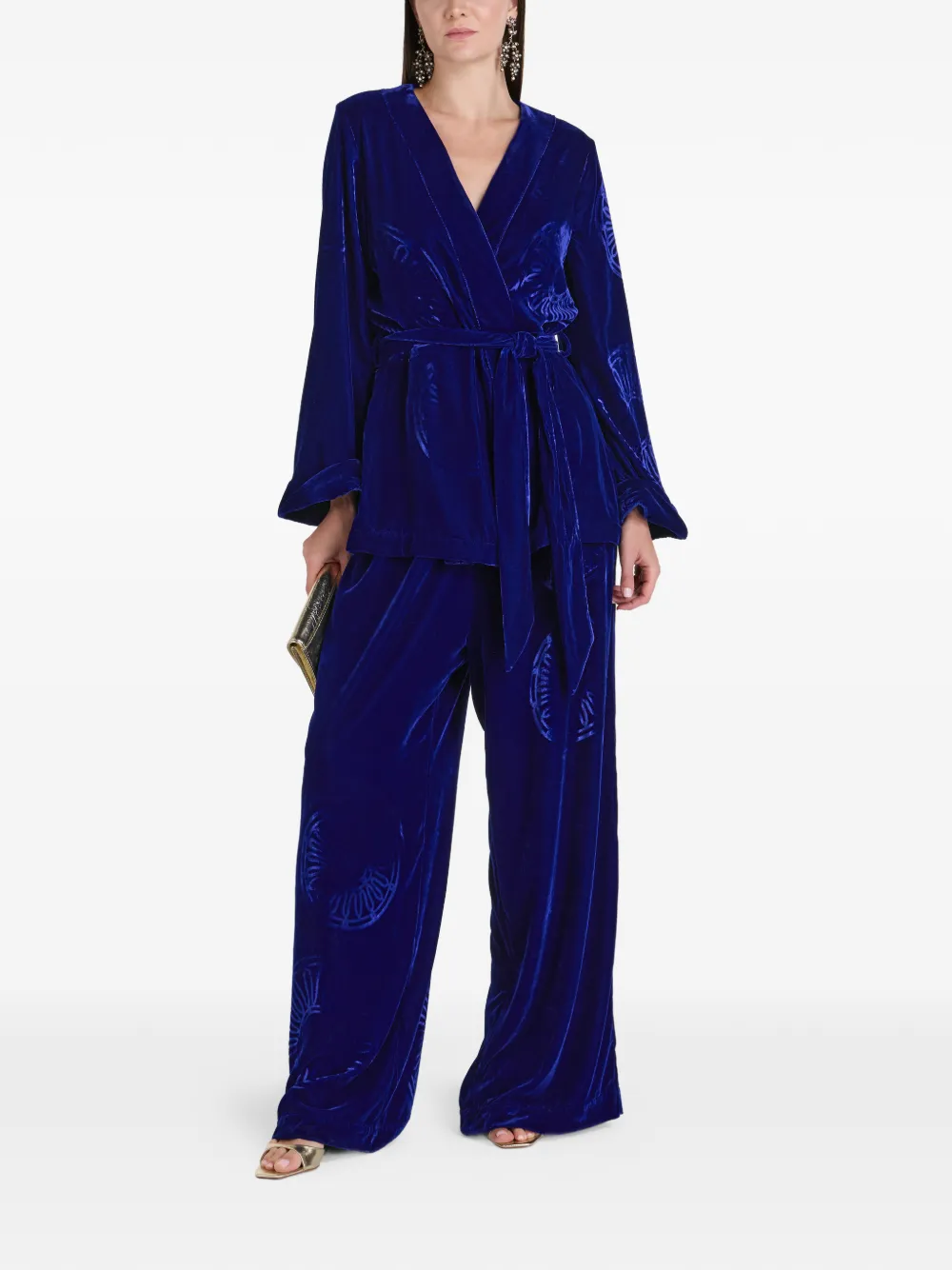 Themis Z Kyma Embossed Trousers in Blue, view 2