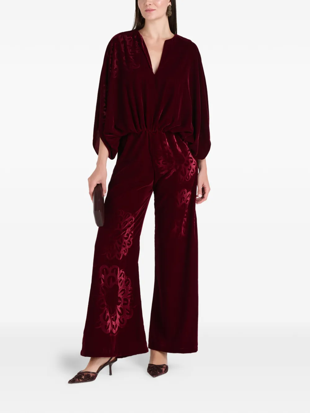 Themis Z Anthos V-neck flared jumpsuit - Rosso